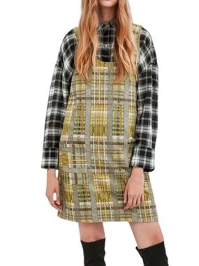 NWT Zara Shiny Check Pinafore Dress size small